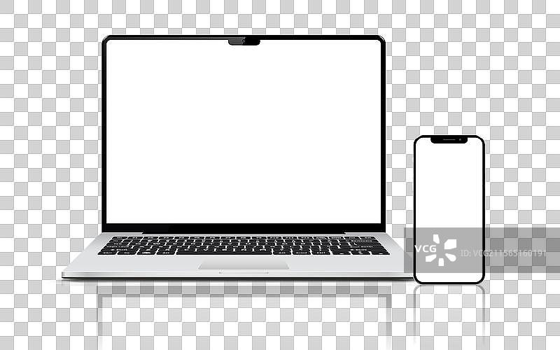 笔记本电脑和手机的孤立模型图片素材