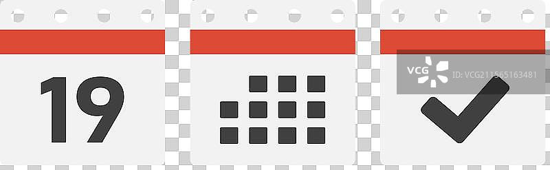 图标页面日历 - 19天议程已完成图片素材