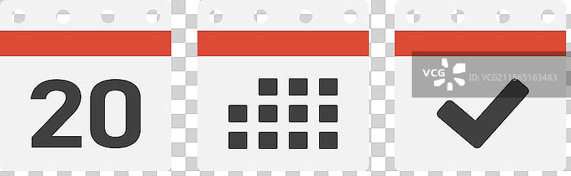 图标页面日历 - 20天议程已完成图片素材