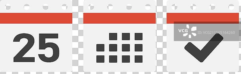 图标页面日历 - 25天议程已完成图片素材