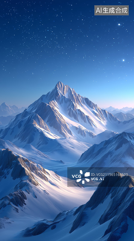 【AI数字艺术】大自然雪山星空夜景图片素材
