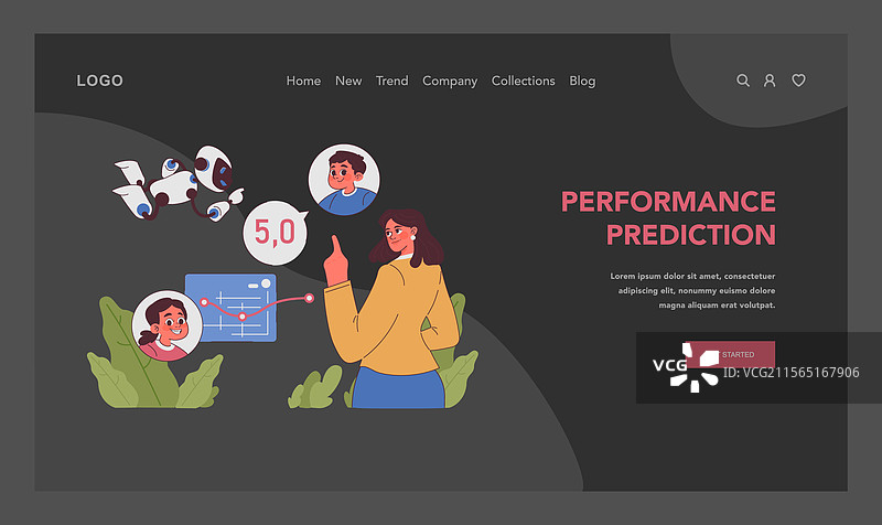 教育中的人工智能扁平图示图片素材