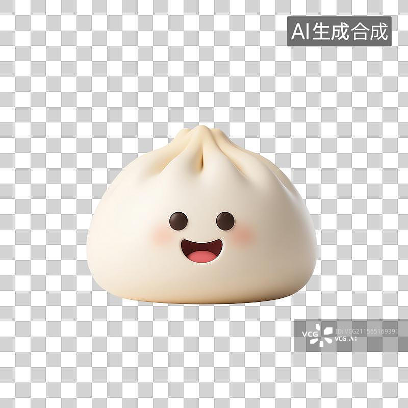 【AI数字艺术】3D渲染，小笼包，美食免抠元素，卡通包子，鲜肉包子，速冻食品，传统美食图片素材