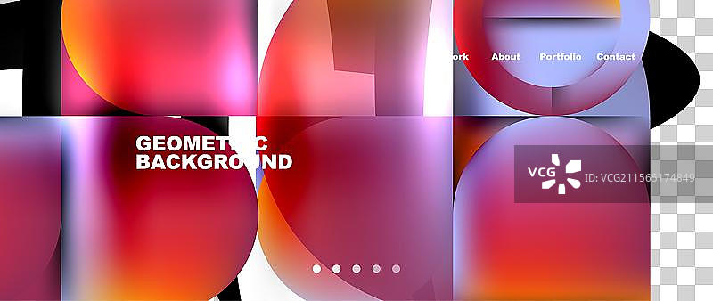 几何抽象玻璃效果，带有圆形和图片素材