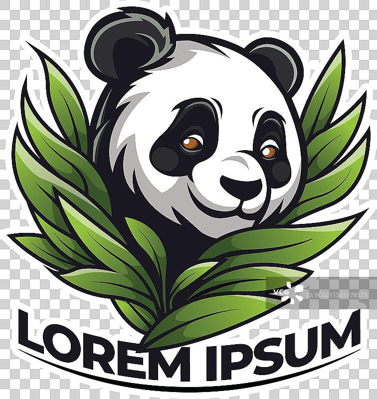 可爱熊猫头部标志设计吉祥物图片素材