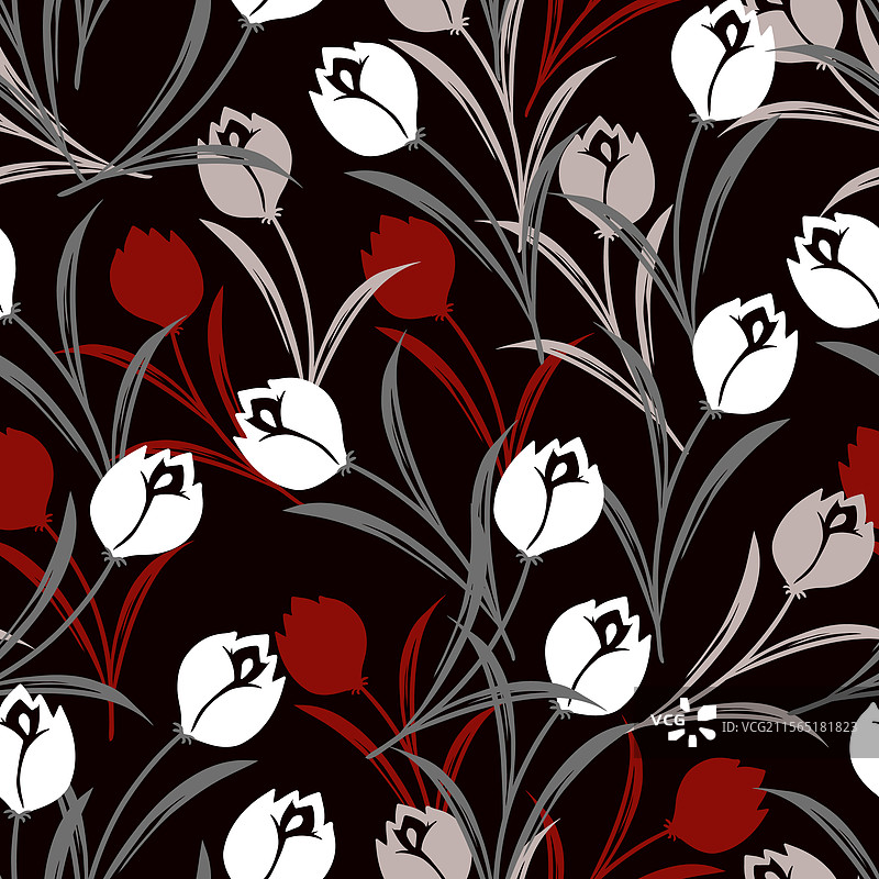 高架的红白美丽郁金香图案图片素材