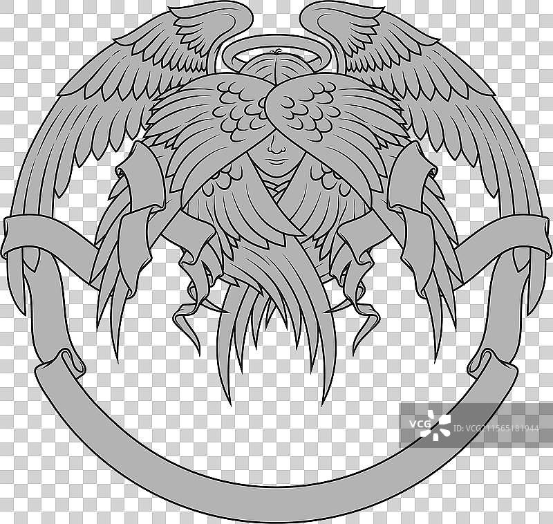 六翼天使被丝带环绕图片素材