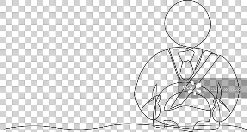 白色背景上的汽车驾驶员一笔画图片素材