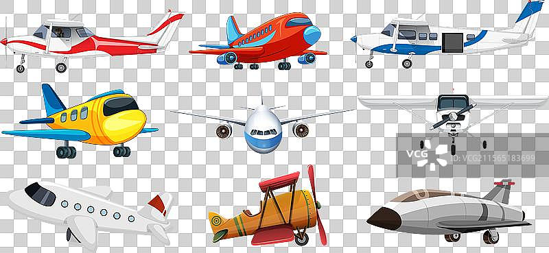 各种类型飞机的集合图片素材
