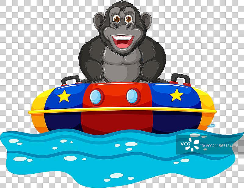 一只快乐的猩猩在船上享受乘船的乐趣图片素材