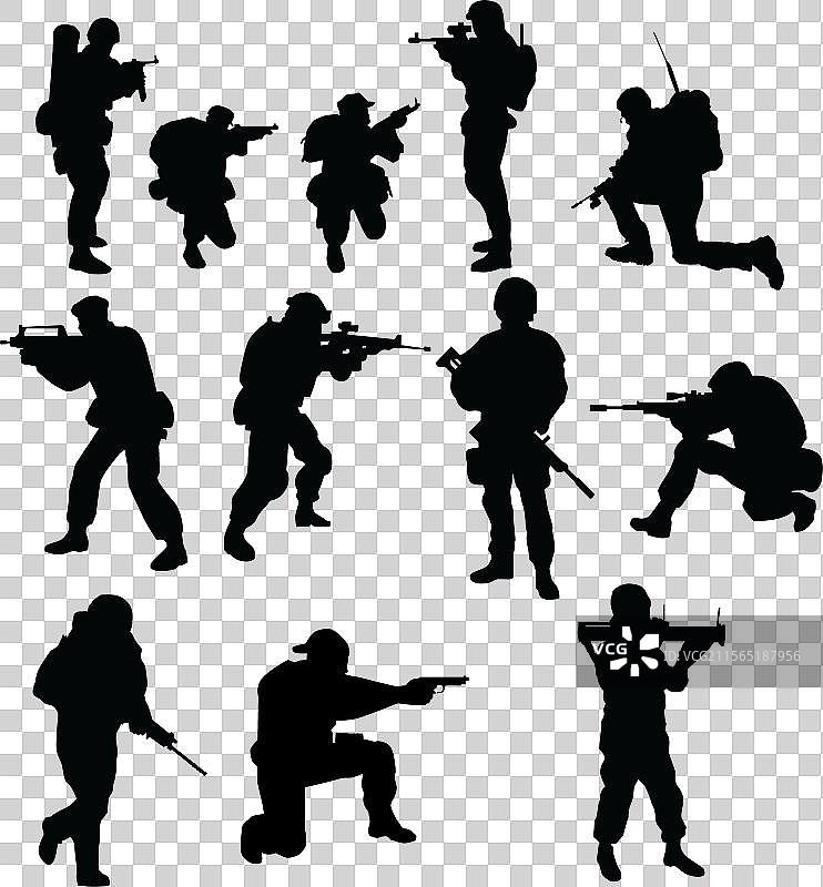 军队士兵剪影图片素材