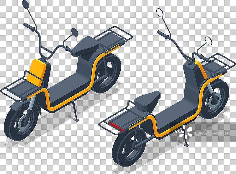 等距送货滑板车 逼真的摩托车图片素材