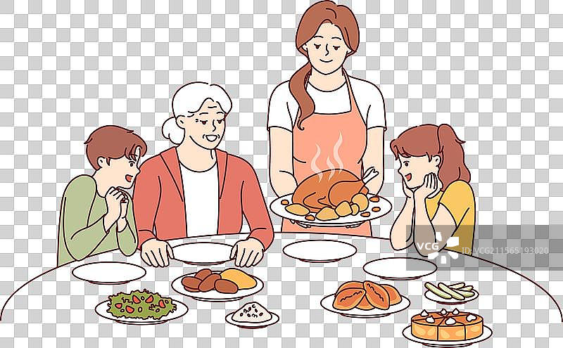 家庭感恩节庆祝活动与团聚图片素材