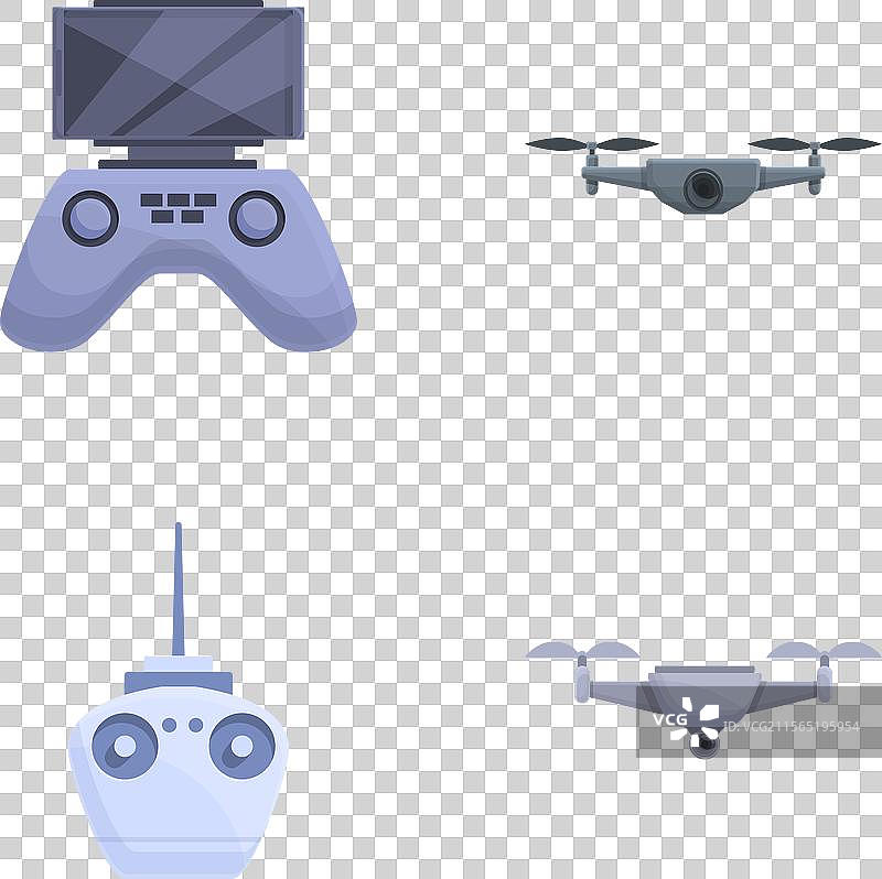 电子四旋翼无人机图标集 卡通风格图片素材