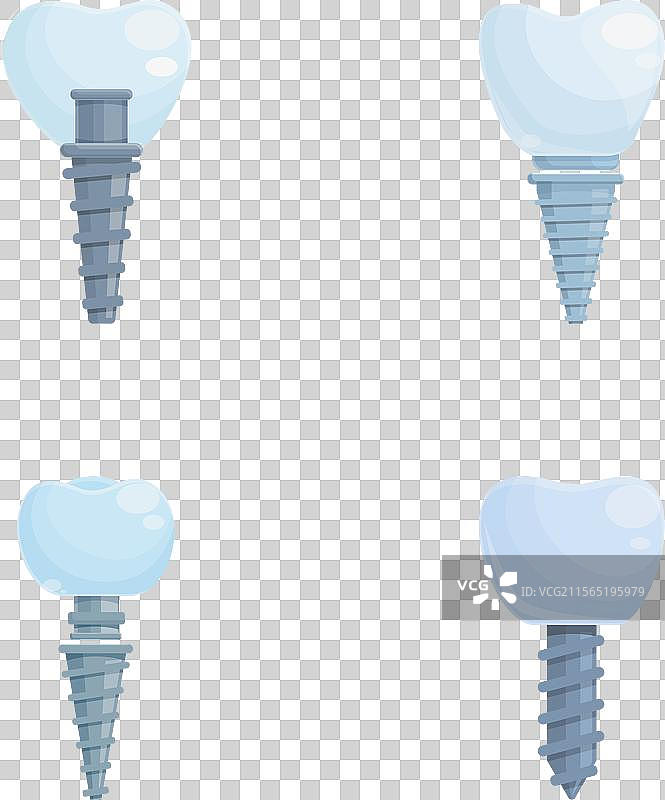 牙科植牙图标集 卡通风格 各种类型图片素材