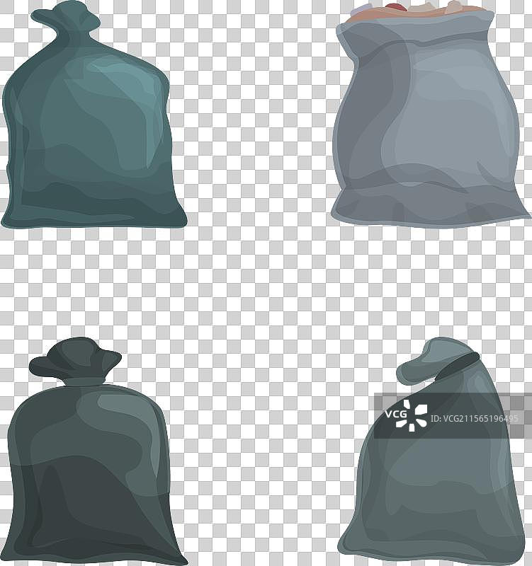 trash bag icons set cartoon rubbish in图片素材