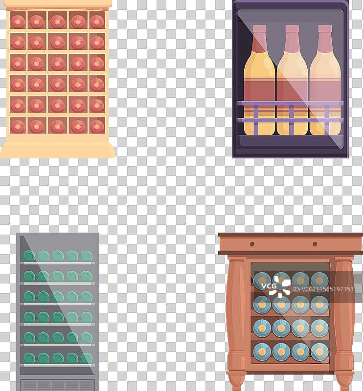 卡通酒瓶酒柜图标集图片素材