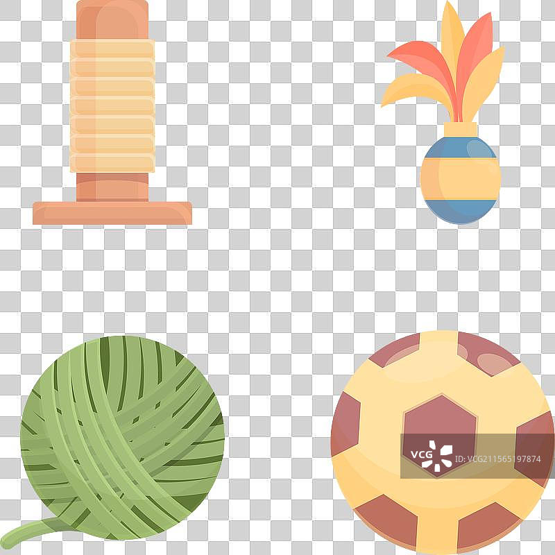 卡通家猫配件图标集图片素材