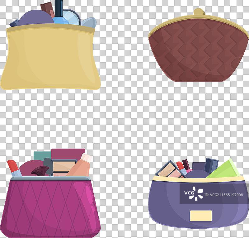 卡通女性化妆包图标集图片素材