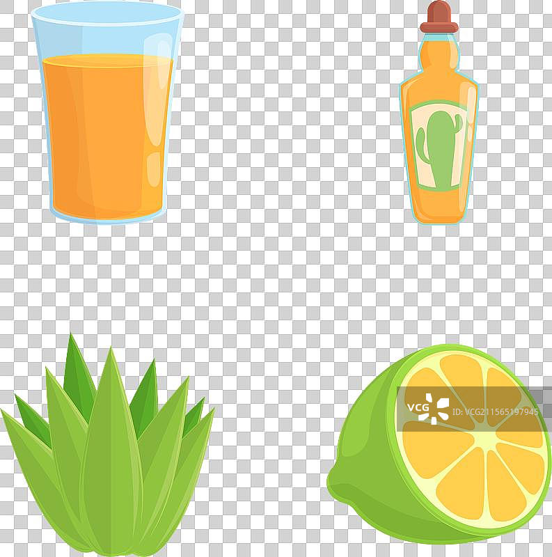 卡通传统龙舌兰图标集图片素材