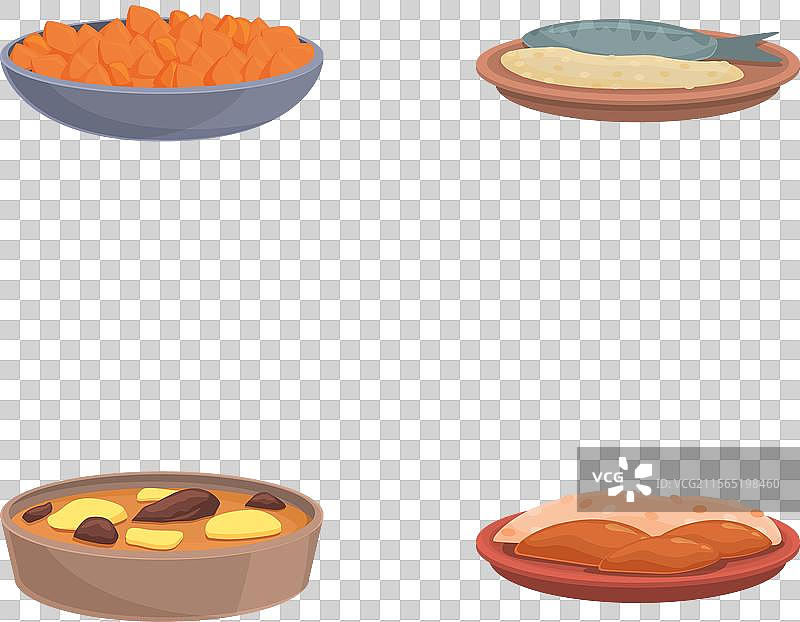 加勒比美食图标卡通风格美味合集图片素材