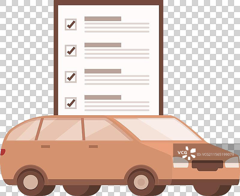 卡通汽车检查清单概念图片素材