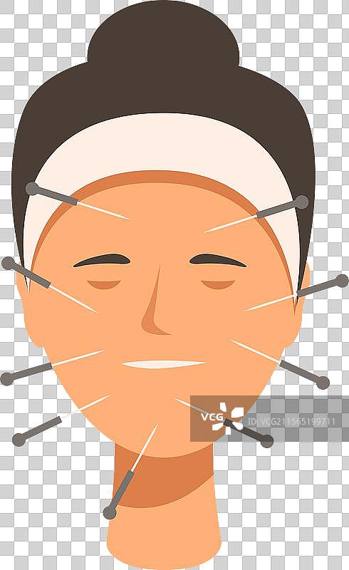 带有针灸针的面部图形图片素材