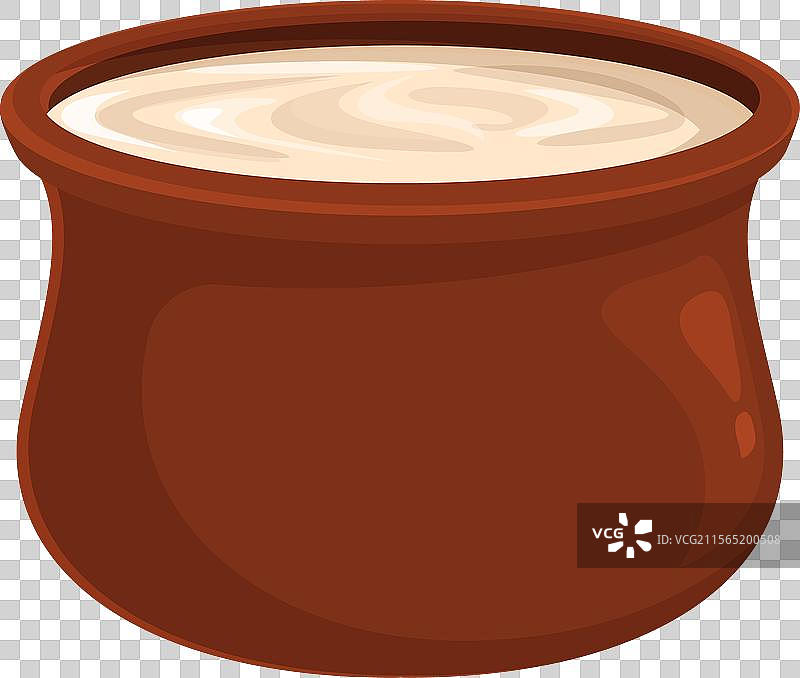 传统陶罐装着奶油状物质图片素材