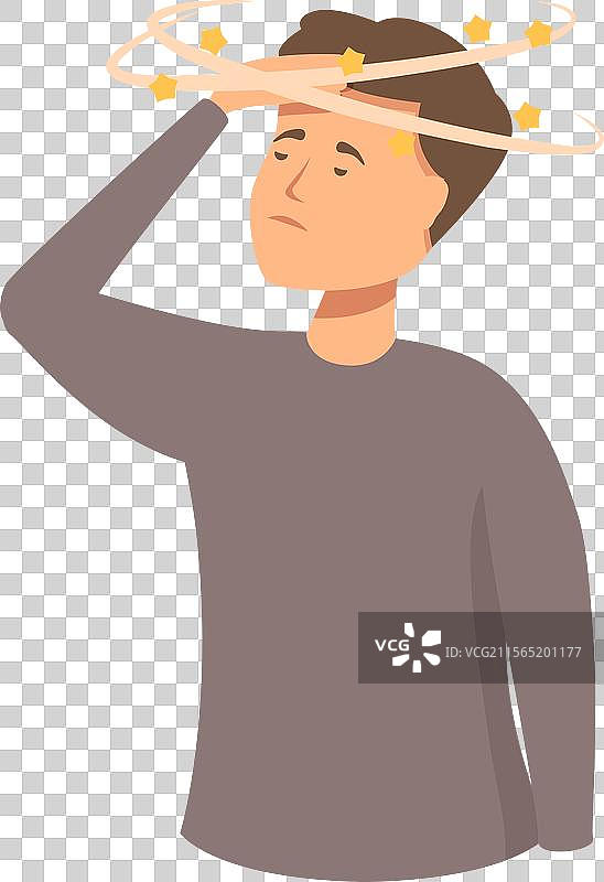 头晕目眩的卡通男人与星星图片素材