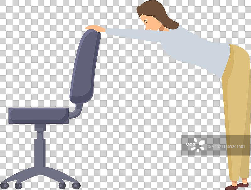 一位女性工作人员在做拉伸动作图片素材