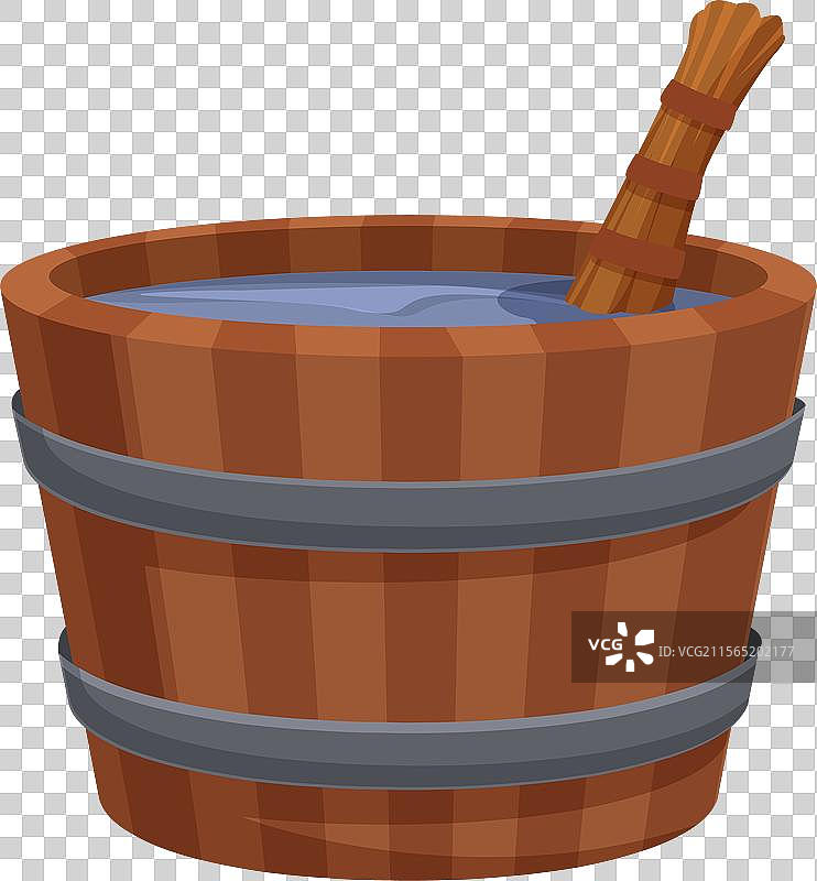卡通木桶与水和舀子图片素材