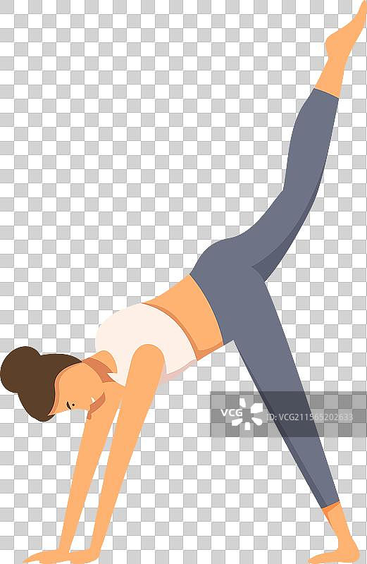 女性练习向下犬式瑜伽姿势图片素材