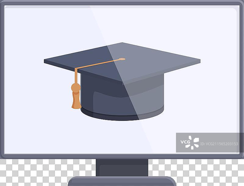 计算机屏幕上的毕业帽图形图片素材