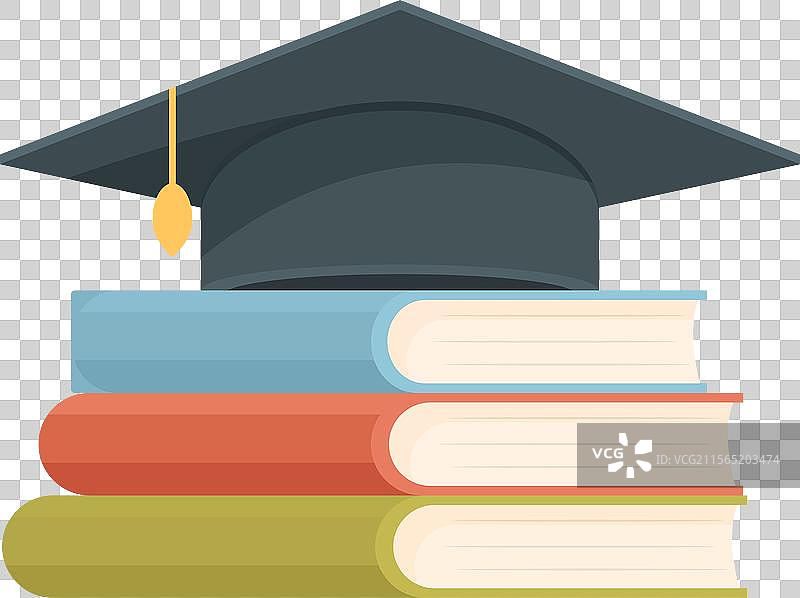 五颜六色书本上的毕业帽图片素材