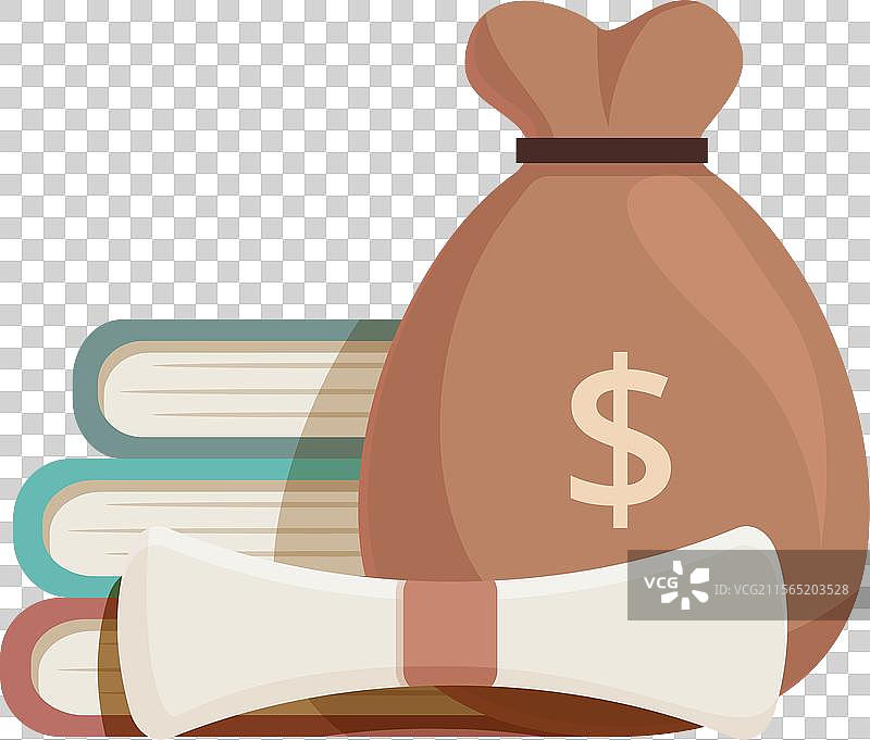 装满书籍和文凭的钱袋图片素材