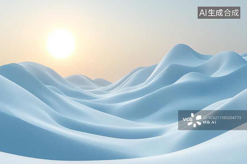 【AI数字艺术】雪地上的日出景观图片素材
