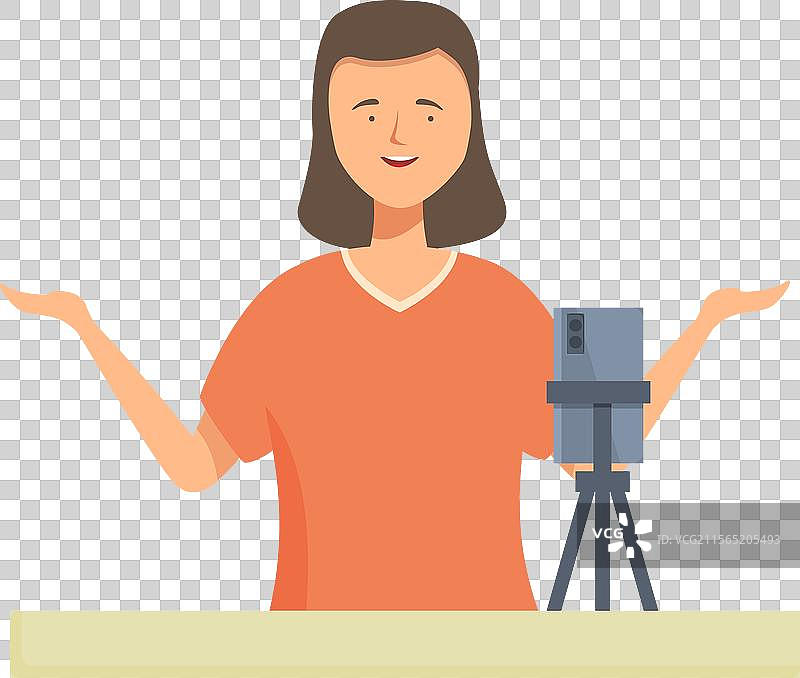 女性主持人与相机图片素材