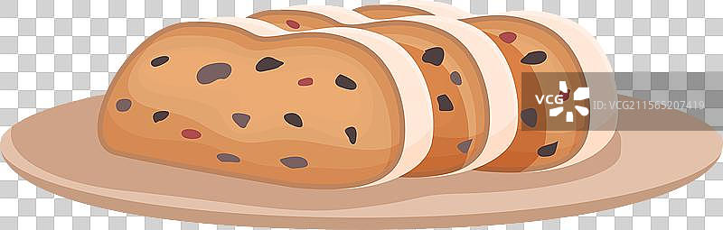 切片的葡萄干面包放在盘子上图片素材