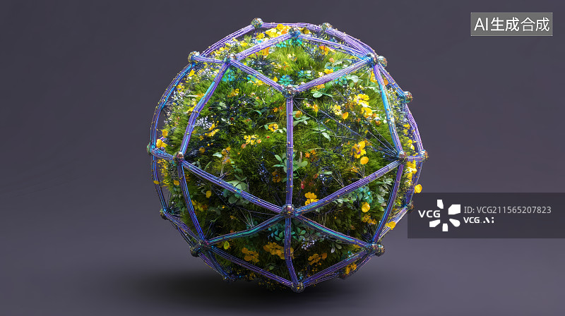 【AI数字艺术】绿色球体，生态环境保护题材图片素材