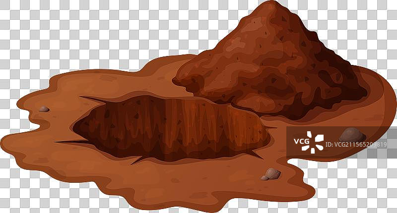 地面上的深洞，周围有草和石头图片素材