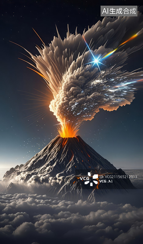 【AI数字艺术】火山爆发的壮观景象图片素材