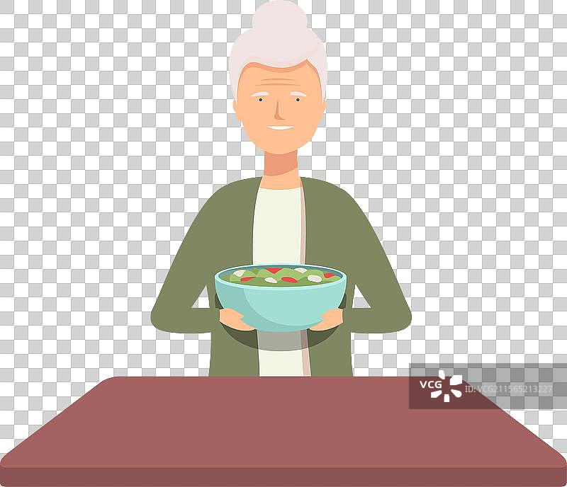 老年女性展示健康餐点图片素材