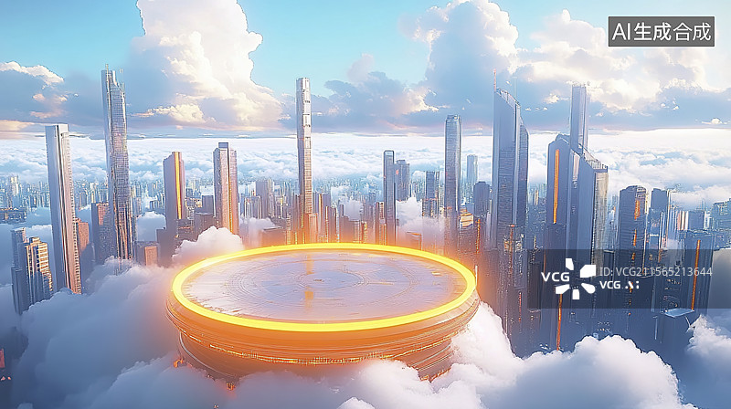 【AI数字艺术】云端城市平台图片素材