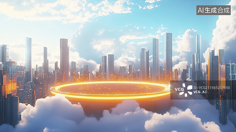 【AI数字艺术】云端城市平台图片素材