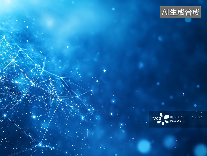 【AI数字艺术】蓝色网络连接背景图片素材