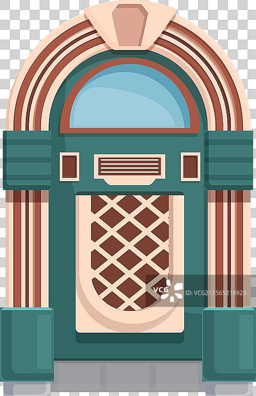 经典复古点唱机的扁平设计，色彩鲜艳图片素材