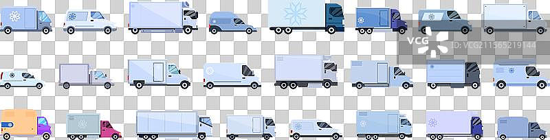 汽车冰箱 一排白色卡车图片素材