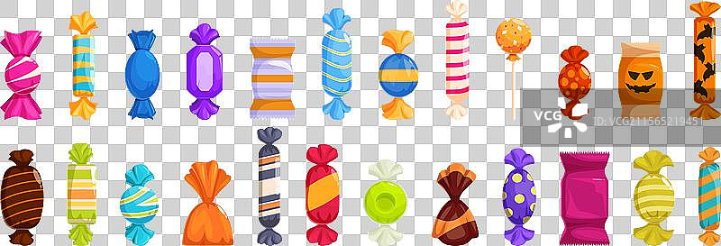 一堆糖果和糖果包装纸图片素材