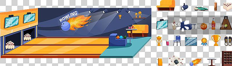 保龄球俱乐部内部的保龄球馆图片素材