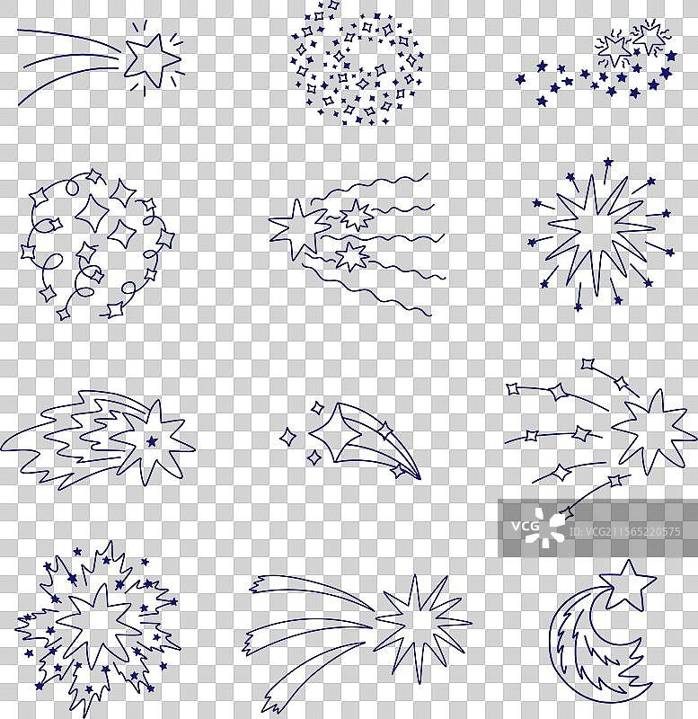 大可爱的星尘螺旋闪烁云朵组合图片素材